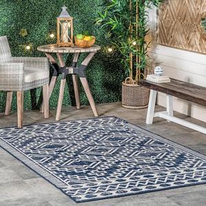 nuLOOM ковер 122 x 183 см для улицы, устойчивый к пятнам, погодостойкий, для интенсивного использования, для патио, балкона, улицы, Cari Blue