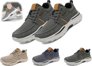 Мужские дышащие холщовые лоферы на весну/осень, повседневные, противоскользящие, легкие, с поддержкой свода, модные кроссовки, мокасины, ортопедическая обувь Generic, серый