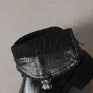 Женские западные ковбойские ботильоны на низком каблуке с молнией, круглым носком и укороченной подошвой для верховой езды JOEUSTY, Black-Microfiber Lined