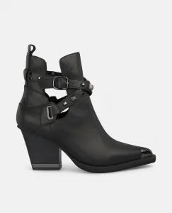 Женские ботильоны с широким каблуком, пряжкой и заклепками Alma en Pena, черный