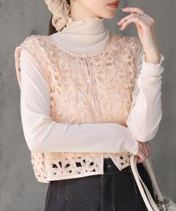 Жилет с двухсторонним цветочным кружевом спереди и сзади