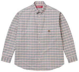 Рубашка Supreme из фланели свободного кроя в клетку, серый