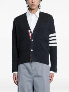 Кашемировый кардиган с 4 полосками Thom Browne, серый