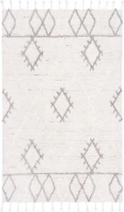 SAFAVIEH Casablanca коллекция декоративный ковер, 69 x 153 см, Ivory & Grey, ручной работы марокканский с кисточками шерстяной, идеально для помещений с высокой проходимостью в прихожей, гостиной, спальне (CSB453A)