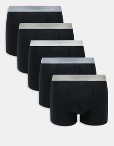 Комплект из 5 трусов ASOS DESIGN с цветным поясом, черный