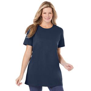Женщина в женской идеальной тунике больших размеров с круглым вырезом Woman Within, темно-синий