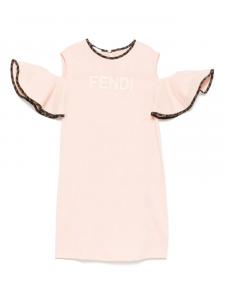 Платье с вышитым логотипом Fendi Kids, розовый