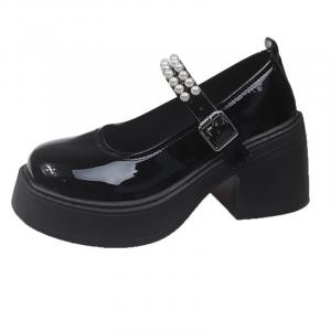 NX DOUGHNUT Женские туфли Мэри Джейн бежево-черные, цвет Black