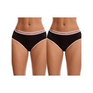 2 пачки женских трусиков с контрастной окантовкой и принтом, mid rise, leak proof Inspire Chic, Pink