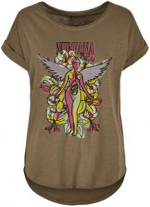 Футболка Nirvana Angel Flowers, оливковый