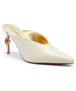 Кожаные босоножки на шпильке с орлом Kurt Geiger, бежевый