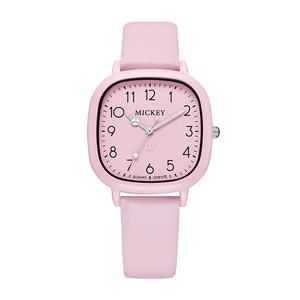 Disney Часы Mickey Series Quartz Movement Leather Strap Watch Women's Watch White Dial, Pink