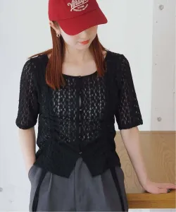 пуловер с коротким рукавом и шнуровкой tiptop/lace