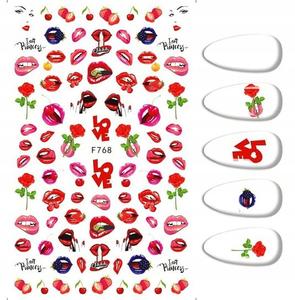 Наклейки для дизайна ногтей, узоры для губ, роза, Frezarkowo
