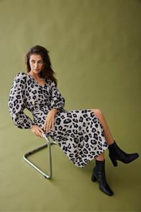 Платье миди с длинными рукавами и леопардовым принтом Jdy, серый