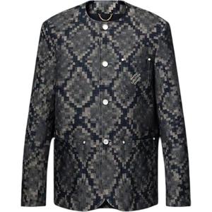 LOUIS VUITTON Графическая джинсовая куртка без воротника, Indigo