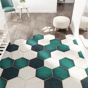 Dajiang Ковер 120х130 см из ПВХ для прихожей, темно-зеленый с золотым, с петлевым ворсом, можно обрезать