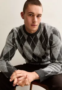 Джемпер с круглым вырезом в ромбик New Look, Light Grey