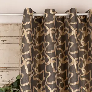 Штора на люверсах, непрозрачная, переплетенные линии, серая с золотом, 140x245 см Schöner-Leben