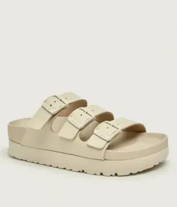 Кожаные тапочки Florida III Flex на платформе narrow fit Birkenstock, бежевый