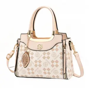 Сумка PU на одно плечо женская коричневая/кофейная/экрю PINK·LAND, квадратная тканевая экрю