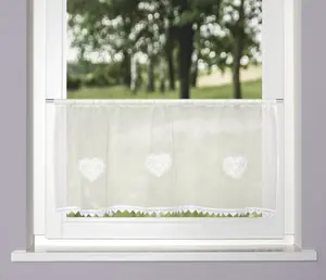 Штора для кафе NISHAY, 45x145 см, прозрачная льняная текстура, сердечки W. Schmidt GmbH
