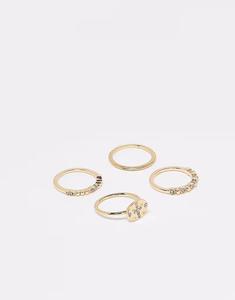 Набор колец с разноцветными узорами в золотистых тонах Asos Design