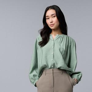 Женская рубашка с буфами и рукавами-фонариками Simply Vera Vera Wang, Chadwick Green