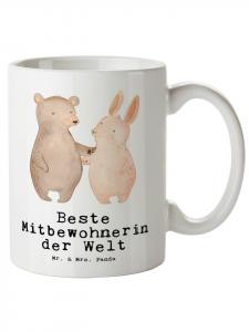 Кружка XL Кролик Лучший сосед по комнате в мире с ... в белом цвете Mr. & Mrs. Panda