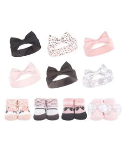 Набор из 10 аксессуаров: повязки на голову и носки Hudson Baby, Berry floral damask