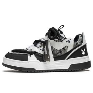 Мужские кроссовки для скейтбординга с амортизацией и противоскользящим эффектом, увеличивающие рост Playboy, White Black