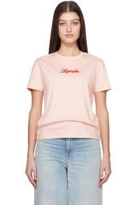 Розовая футболка с вышивкой «Lanvin»