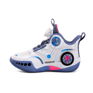 Баскетбольные кроссовки средней высоты с противоскользящей подошвой и амортизацией для детей TROADLOP, белый/синий