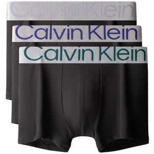 Трусы хлопковые с логотипом на поясе упаковка три штуки Calvin Klein, GID-Space Black