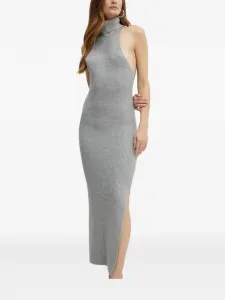 Платье макси с водолазкой в рубчик Bardot, серый