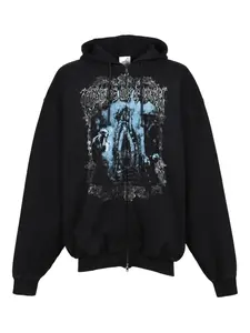 Худи на молнии с графическим принтом VETEMENTS, черный
