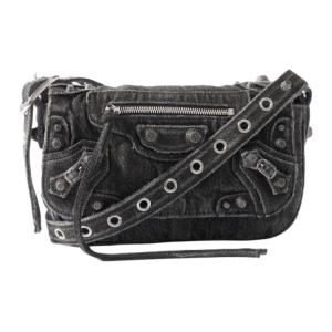 Le Cagole кожаная наплечная сумка Mini мужская черная Balenciaga, Set (Bag+Dust Bag)