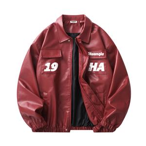 Куртка Unisex Lapel Moderate HUANQIU, burgundy