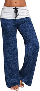 Женские модные штаны для йоги с пэчворком и цветными блоками, высокие на талии, с кулиской и широкими штанинами