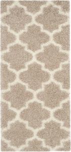 Ковер SAFAVIEH, 69 x 153 см, Montreal Shag Collection, бежевый и айвори, узор Trellis, без линьки и прост в уходе, толщина 5 см, идеален для помещений с высокой проходимостью: прихожая, гостиная, спальня (SGM832C)