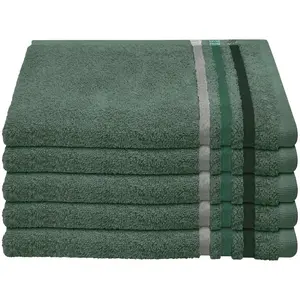 Гостевые полотенца Skyline Color из 100% хлопка с элегантной полосатой каймой MADE IN GREEN by OEKO-TEX Schiesser, темно-зеленый