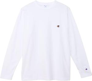 Мужская футболка с длинным рукавом Champion C8-X408, круглый вырез, 100% хлопок, вышитый логотип One-Point, базовая футболка, белая