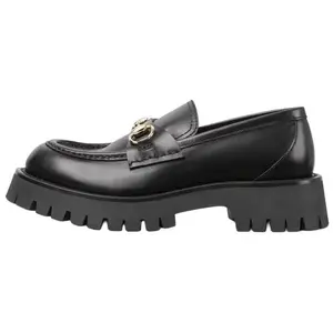 Женские лоферы на платформе с конской пряжкой 'Black' GUCCI, Original Shoe Box Included