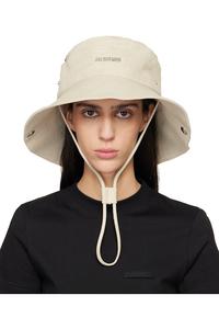 Jacquemus Джинсовая панама бежевого цвета с узором "the de-nîmes"