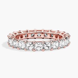 Кольцо с выращенным в лаборатории бриллиантом Asscher Cut Eternity из 14-каратного розового золота (3 карата, двойной цвет - FG / VS2-SI1) Blue Nile