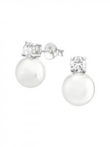 Alexander York Серьги-гвоздики с цирконием, из серебра 925 пробы, комплект из 2 штук