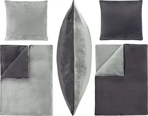 Комплект постельного белья из 2 предметов: пододеяльник (155x220 см), наволочка (80x80 см), велюровый плюш, микрофибра с эффектом кашемира, серебристо-серый Optidream