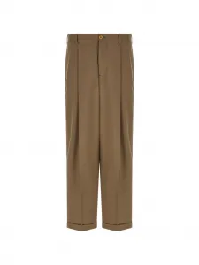 Плиссированные брюки широкого кроя Marni, коричневый