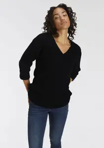 Свитер с V-образным вырезом и фонариками, удобного кроя Flashlights, черный