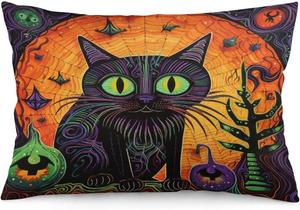 MaSiledy Наволочка для подушек Хэллоуин паук кот декор в деревенском стиле с потайной молнией Pattern-3